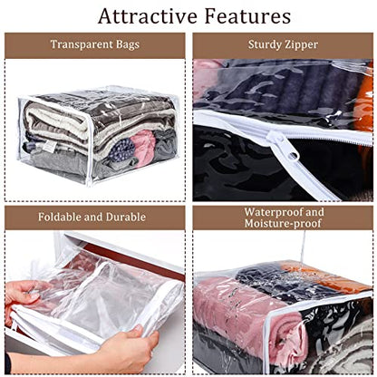 Shappy 6 Packs Clear Plastic Storage Bags with Zipper, 18 x 15 x 9 Inch | Sweater Bags, Moth Proof Protection, Vinyl, For Blankets Clothes Bed Sheet Comforters Pillows Quilt Closet Linen Organizer - size: 18 x 15 x 9 Inch