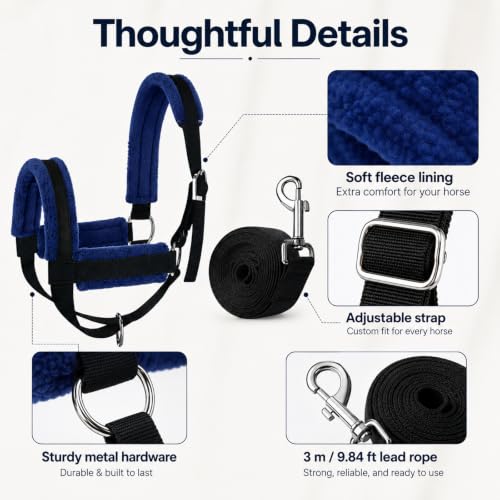 2-Pack Cow Halter with 3M Leading Rope, 19.5"-23.5" Adjustable Nylon Cattle Halter for Calf Cows Horses Livestock, Farm Training Harness - size: 19.5"-23.5"