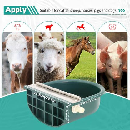 Automatic Water Bowl Plastic Livestock Waterer with Float Valves Stainless Steel Cover Livestock Water Trough Bowl,for Cattle Horse Goat Dog(39.37 Inch Pipe)