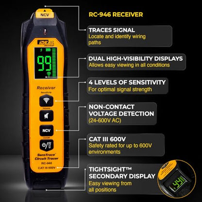 Ideal Electrical SureTrace Plus Circuit Tracer, 61-948, 0-600V AC/DC