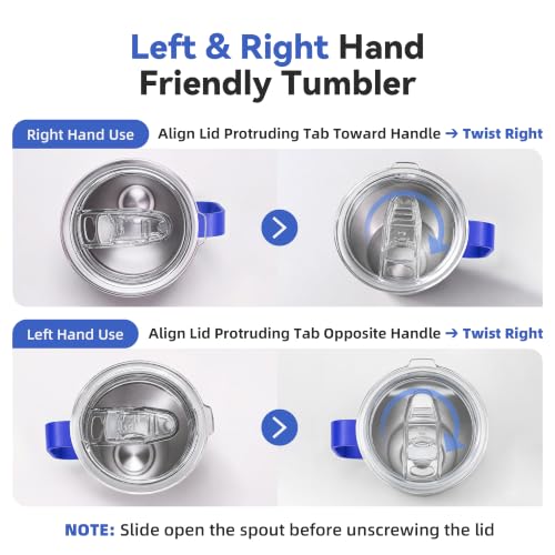 30 oz Stainless Steel Tumblers Bulk with Handle and Lid, 4 Pack - color: Blue