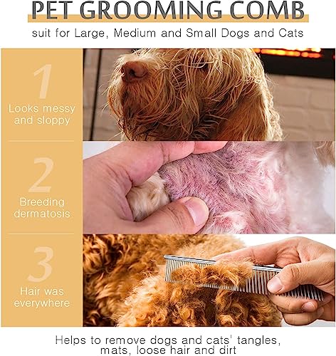 Dog Combs for Grooming, Metal Cat Comb for Long Haired