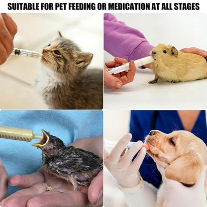 Pet Feeding Syringe with Nipple, Silicone Feeding Tools for Kitten Puppy Feeding Syringe for Newborn Cat Dog Small Animals Rabbits (4 syringe+ 1 bottle+1 brush) - color: 4 syringe+ 1 bottle+1 brush