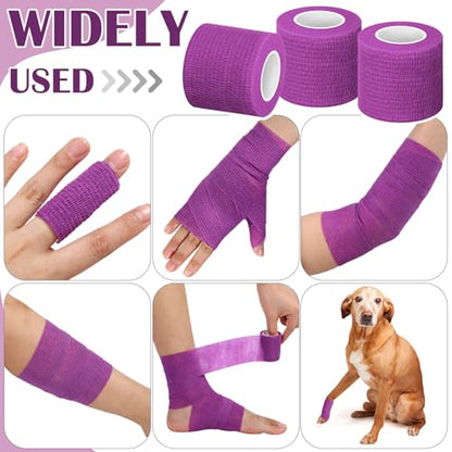 Treela 64 Pack Cohesive Bandage 2" X 5 Yards, Self Adhesive Vet Wrap - color: Purple, size: 2 Inch X 5 Yard