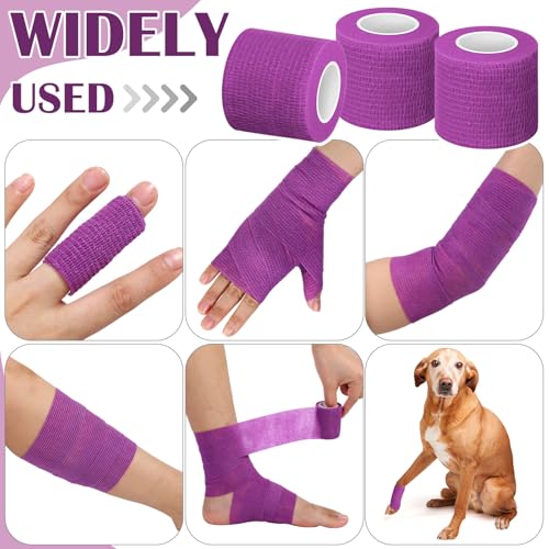 Treela 64 Pack Cohesive Bandage 2" X 5 Yards, Self Adhesive Vet Wrap - color: Purple, size: 2 Inch X 5 Yard