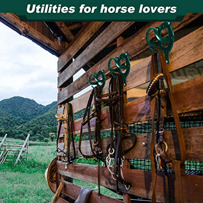 Dunzy 6 Pcs Bridle Hooks Horse Bridle Rack, Dark Green - color: Dark Green