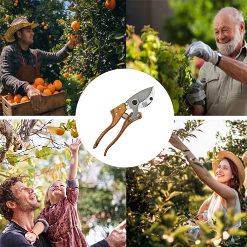 TONMA Anvil Pruning Shears [Made in Japan] Heavy Duty Garden Shears Secateurs, Japanese Gardening Scissors Plant Pruners Hedge Clippers, Ergonomic Imitation Wood Grain Aluminum Alloy Handle - style: Anvil Garden Shears (Wood Grain)