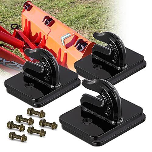 3/8" Tractor Bucket Hook Grade 70 Forged Steel Bolt On Grab Tow Mount with Backer Plate Flatbed Trailer Wrecker Tow Tie Down Forged Steel Maximum Break Strength 15,000 lbs - color: 3pcsBlack