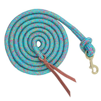 Weaver Equine 10' Horse Cowboy Lead Rope with Brass Snap - color: Sky Blue/Raspberry/Lime Green