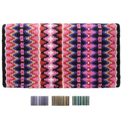 Tahoe Tack Reya Western Show Saddle Blanket – Handwoven 100% New Zealand Wool, Oversized 34" x 38", Heavyweight 5+ lbs, Vibrant Design, Ideal for Layering at Shows, Parades & Rodeos - color: Pink/Purple/Fuscia/Black/White