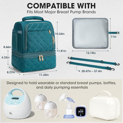 RAINSMORE Wearable Breast Pump Bag, Breast Milk Cooler Travel Bag,Green - color: Dark Green
