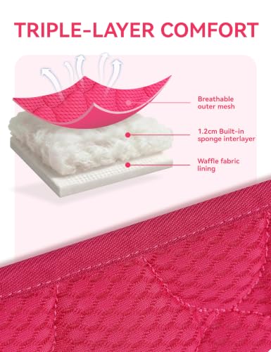 Harrison Howard 3D Air Mesh Saddle Pad for Horses – Breathable Shock-Absorbing All-Purpose English Saddle Pad - color: Magenta