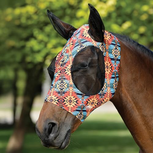 WeatherBeeta Stretch Bug Eye Saver with Ears, Western Sunset Print, Cob - color: Western Sunset Print, size: Cob