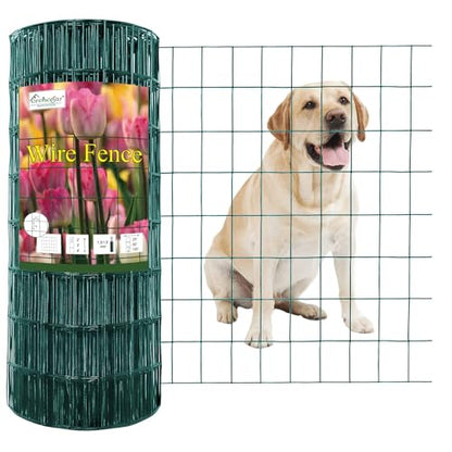 Green PVC Coated Welded Wire Fence 24" x 100' Roll, 2"x3" Mesh, 16 Gauge - color: Green, size: 2''x3'' 16GA 24''x100'