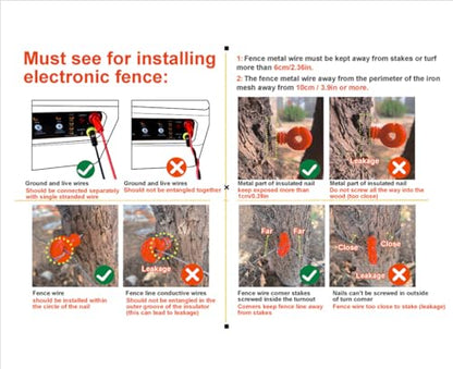 30 Miles/48km Solar Electric Fence Charger 0.3J-1.5J Adjustable,656ft Electric Fence Polywire 50Pcs Electric Fence Insulators&1 Insulated Sleeve