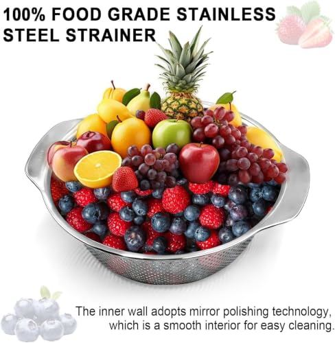 Stainless Steel Colander for Kitchen, 4 QT Rice Strainer, Pasta Strainer - size: 4 QT