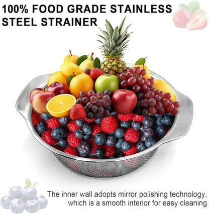 Stainless Steel Colander for Kitchen, 4 QT Rice Strainer, Pasta Strainer - size: 4 QT