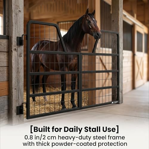Welded Horse Stall Door, 48 x 32in Stall Guards for Horses with Two-Way Opening, Heavy Duty 0.8in Stall Gate, Stronger Horse Stall Guard Ideal for Standard Barn Doorways and Equestrian Properties