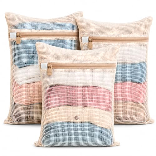 3-piece set extra-large 20×23.6 inch durable organic cotton mesh laundry bags, with sturdy zippers and breathable mesh, perfect for delicate items like underwear, clothes, pants, and socks. - size: Extra Large