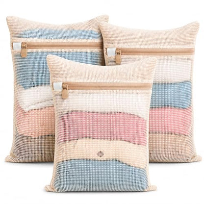 3-piece set extra-large 20×23.6 inch durable organic cotton mesh laundry bags, with sturdy zippers and breathable mesh, perfect for delicate items like underwear, clothes, pants, and socks. - size: Extra Large