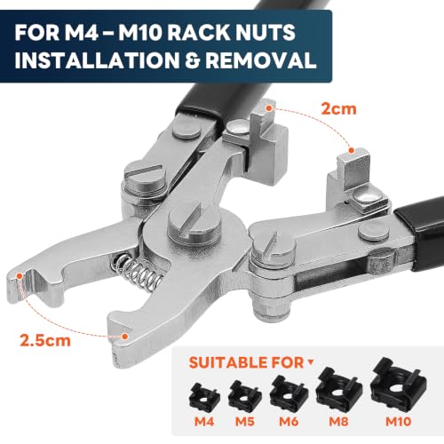 50 Sets M6 Black Rack Cage Nuts with Dual-Head Rotable Cage Nut Tool Kit | Dual-Head Rotatable Tool, Fits M4-M10 Cage Nuts, 50 Sets M6 Black Cage Nuts and Screws - color: 50 Pack Cage Nuts+Black Handle Tool