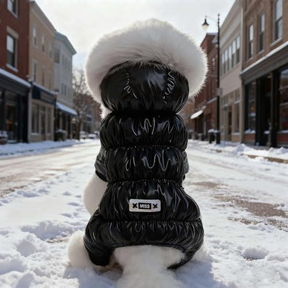 Dog Winter Warm Jacket Coat Pet Cat Hooded Jumpsuit Snowsuit,3XL | Waterproof Dog Winter Parka Coat with Faux Fur Hood;Windproof 4-Legged Warm Puppy Cold Weather Clothes for Small Medium Dogs - size: XXXL(Back17.7inch|Weight18-25LBS)