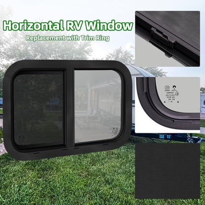 18"W x 15"H RV Windows for Cargo Trailer Camper,Tinted Horizontal Sliding - size: 18"W x 15"H