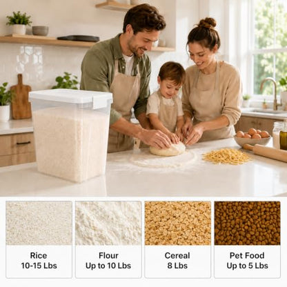 5-10 Lbs Airtight Cat Dog Food Storage Container, 8QT Compact Pet Food Bin - color: Bright White