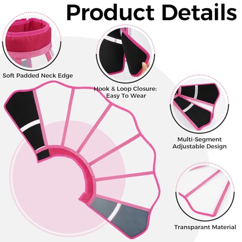 Adjustable Dog Cone Collar for Recovery - color: Rose Red, size: Small