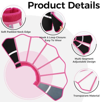 Adjustable Dog Cone Collar for Recovery - color: Rose Red, size: Small
