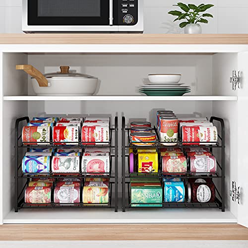 Can Rack Organizer,3 Tier Stackable Can Storage Dispenser,Black - color: Black