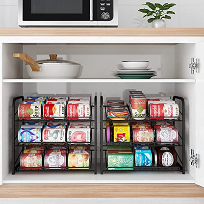 Can Rack Organizer,3 Tier Stackable Can Storage Dispenser,Black - color: Black