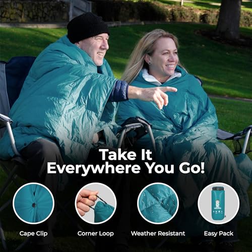 Puffy Blanket for Cold Weather - Down Camping Blanket with Sustainable Insulation, Lightweight & Warm Outdoor Camping Quilt, Water-Resistant, Compact & Packable - color: Maritime
