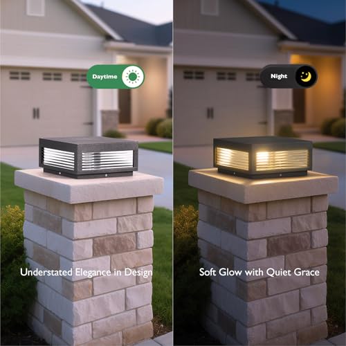 Glass Post Lights Hard Wired, IP54 Waterproof Pillar Lights - size: 11.8"L×11.8"W×5.5"H