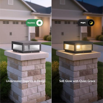 Glass Post Lights Hard Wired, IP54 Waterproof Pillar Lights - size: 11.8"L×11.8"W×5.5"H