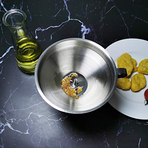 Kitchen Funnel with Strainer and 200 Fine Mesh Filter, 5 Inch Food Grade 18/8 Stainless Steel Fryer Oil Filter Funnel, Funnels for Kitchen use Filling Bottles, Cooking Oil Filter Strainer