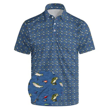 Funny Golf Shirts for Men, Quick Dry Moisture Wicking Polo Shirts - color: Fishing, size: Medium