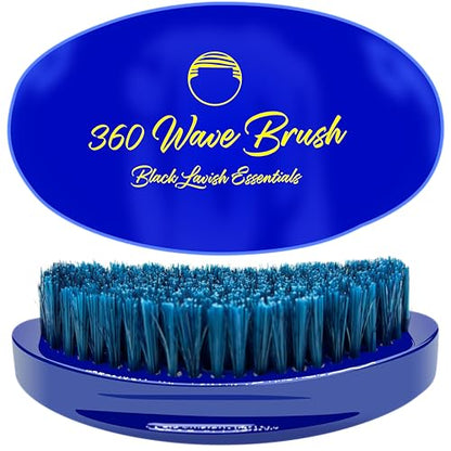 Men’s Hair Brush, Build Deeper, Hard Boar Bristle Curved, Perfect for Styling Hair, Ultimate Wave Grooming Tool, 360 Wave Brush (Medium-Hard Brush, Blue) - color: Royal Blue, size: Medium-Hard