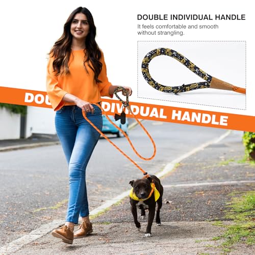 lynxking Dog Leash 3/8in x 6ft Slip Lead Reflective Black and Orange, 2 Pack