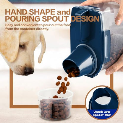 TIOVERY Upgraded Dog Food Storage Container Small, Cat Food Container Airtight, Pet Food Container Dispenser with Pour Spout, Measuring Cup and 4 Seal Buckles for Dogs, Cats, Birds (Blue) - color: Blue 3 Qt