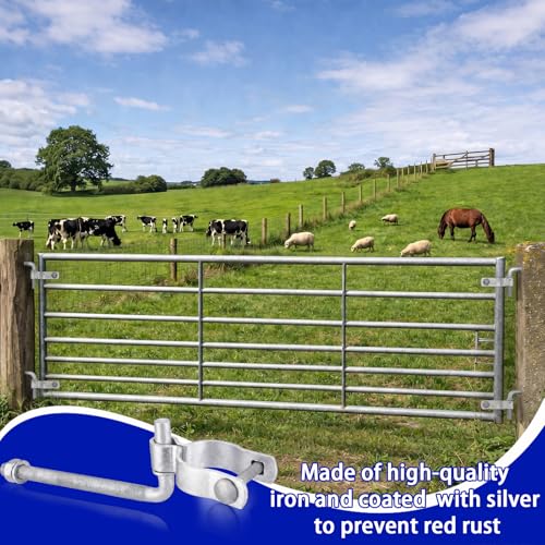 MorningRo 4 Pcs Farm Gate Hinges Kit 5/8" x 8" Chain Link Fence Gate Post Hinge in Zinc Plated with 5/8" x 2" Wood Post Lag Screw with Nuts & Washers Heavy-Duty Rust-Resistant Outdoor Ranch Mount