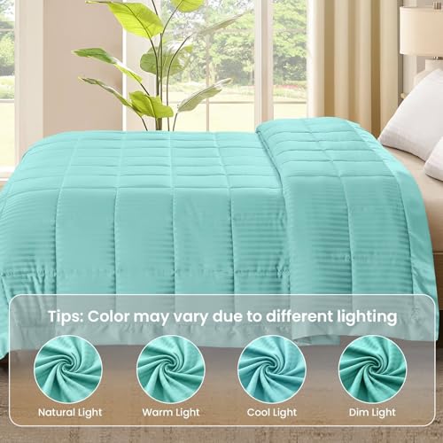 downluxe King Size Blanket with Satin Trim, Lightweight Down Alternative King Blanket for All Season, Machine Washable (Mint Green, 108 x 90 Inch) - color: Mint Green, size: King