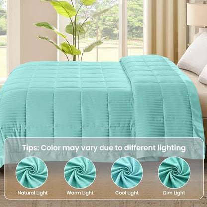 downluxe King Size Blanket with Satin Trim, Lightweight Down Alternative King Blanket for All Season, Machine Washable (Mint Green, 108 x 90 Inch) - color: Mint Green, size: King