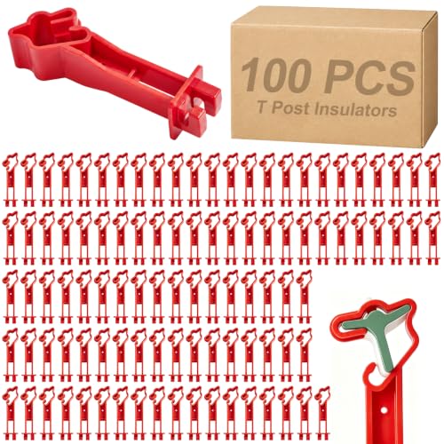 100 Pcs Reversed Extender Insulator Snap Fit T Post Extender Insulators Fit for Electric Fence Wire Clips for Yard, Agricultural Ranch & Farm Fence, Red - color: Red, size: 100 PCS