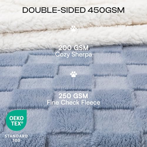 Luciphia Waterproof Dog Blanket, Reversible Fleece & Sherpa, Couch Cover - color: Creamy Blue, size: Medium (57x40 inch)