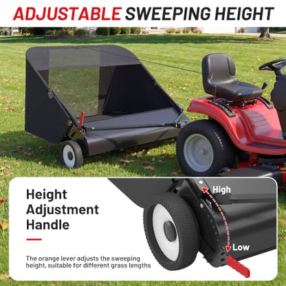 Suchtale 52 Inch Tow Behind Lawn Sweeper with 26 Cu Ft Hopper - size: 52''