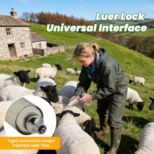 NEWTRY 50ML Continuous Livestock Syringe Adjustable Poultry with 10 Needles - size: 50ML