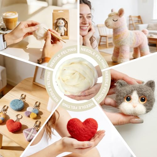 3.4oz Needle Felting Wool Coconut Milk for DIY Needle Craft Enthusiasts - color: Coconut Milk