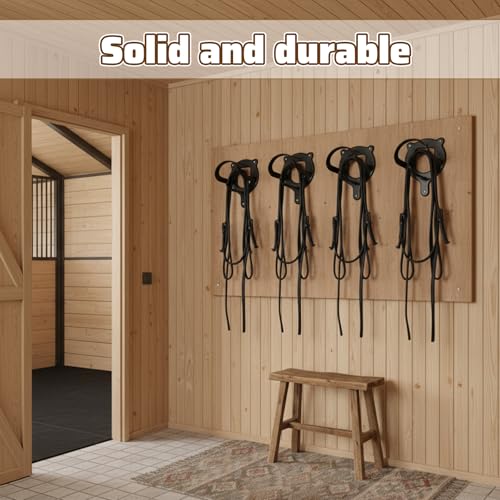 6 Counts Horse Bridle Rack, Metal Bridle Holder with Tubes and Screw, Heavy-Duty Horse Tack Storage Halter Hanger for Tack Room/Horse Blanket Rack/Bridle Holder Wall Mount, Black