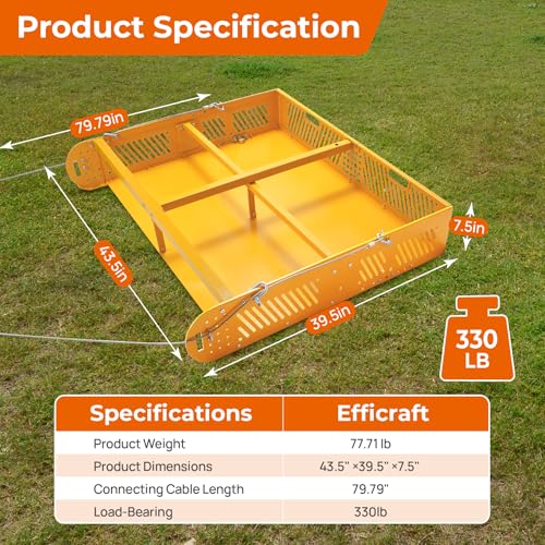 POPMOON 2-in-1 Horse Manure Fork & Tow Behind Trailer Manure Scooper 330lb - size: 43.5" L - no wheels